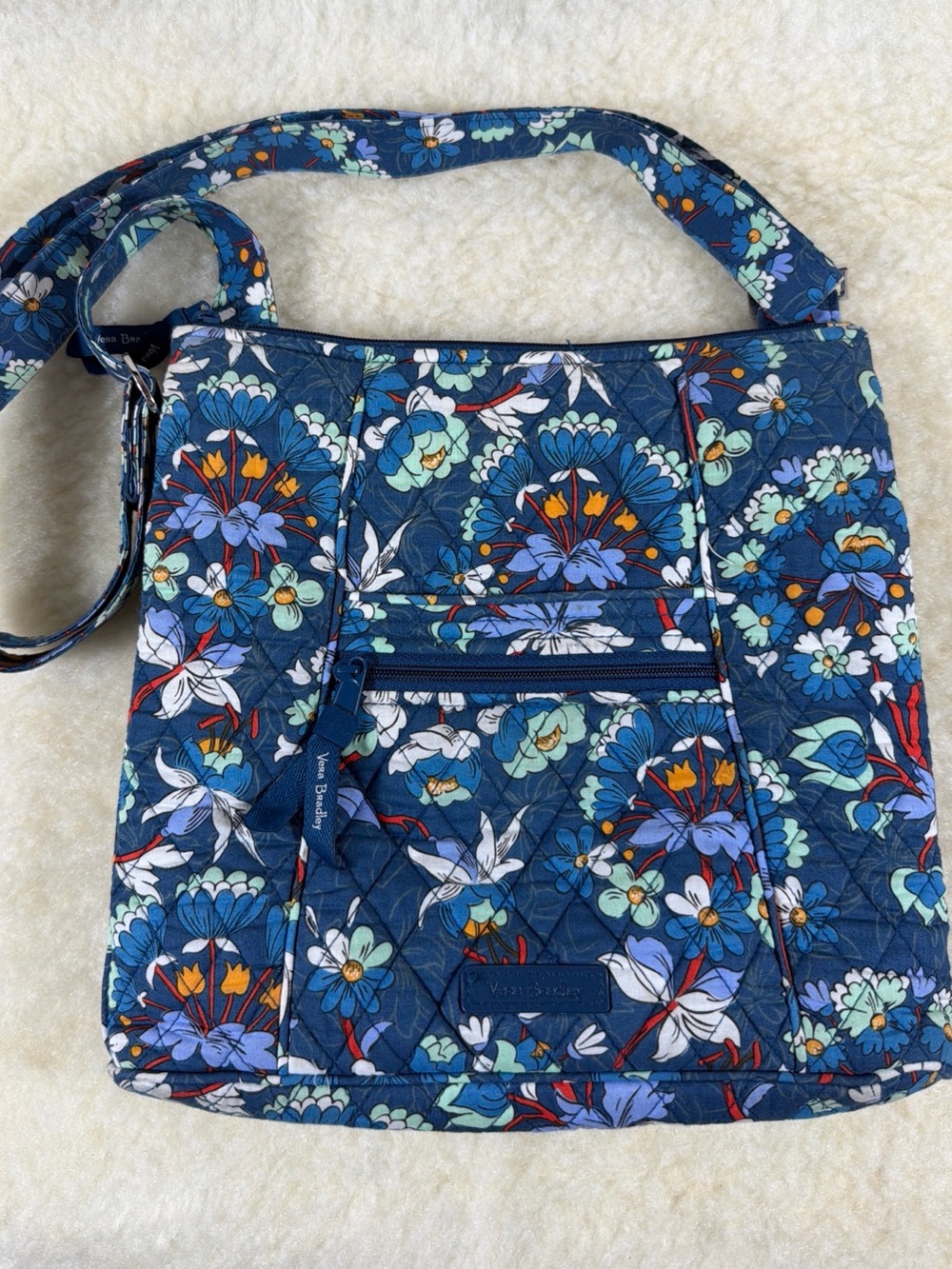 Vera Bradley Navy Floral Quilted Crossbody Bag Flower Burst